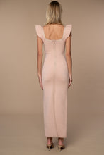 Marlowe Column Dress in Peach +  Gold Lurex