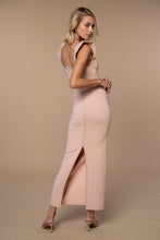 Marlowe Column Dress in Peach +  Gold Lurex