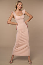 Marlowe Column Dress in Peach +  Gold Lurex